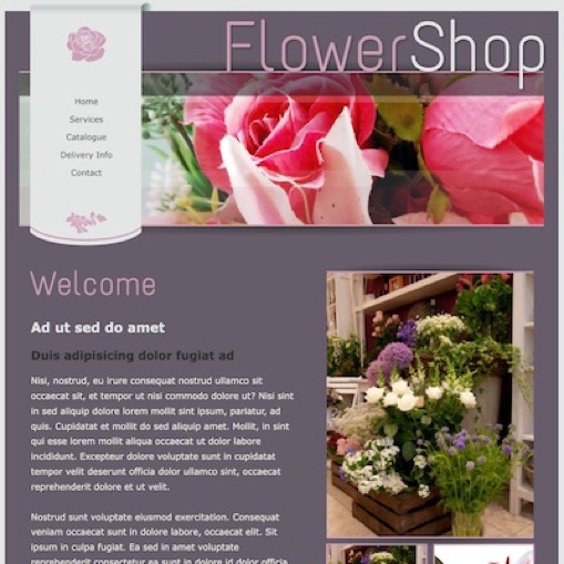 A homepage of an example website for a florist
