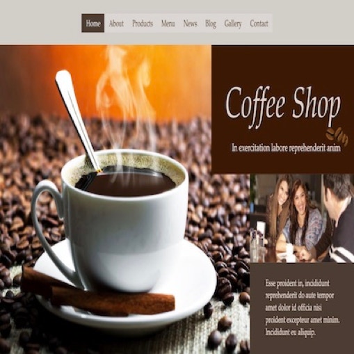 A homepage of an example website for a coffee shop